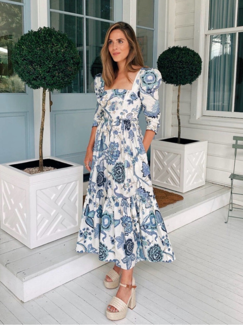 CARA CARA Hill Midi Dress in Jacobean Blue Sz 8